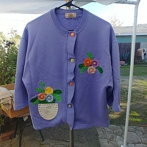 Lavender Coat w/ Floral Designs